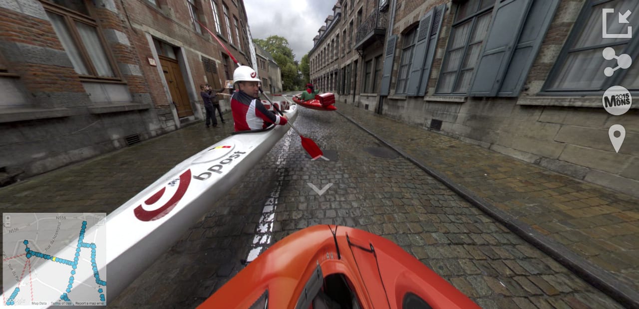 Kayakers flying in 'Mons Street Review'