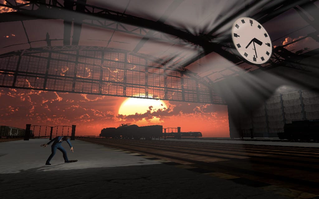 Scene from 'Off-Peak' (screenshot by the author for Hyperallergic)