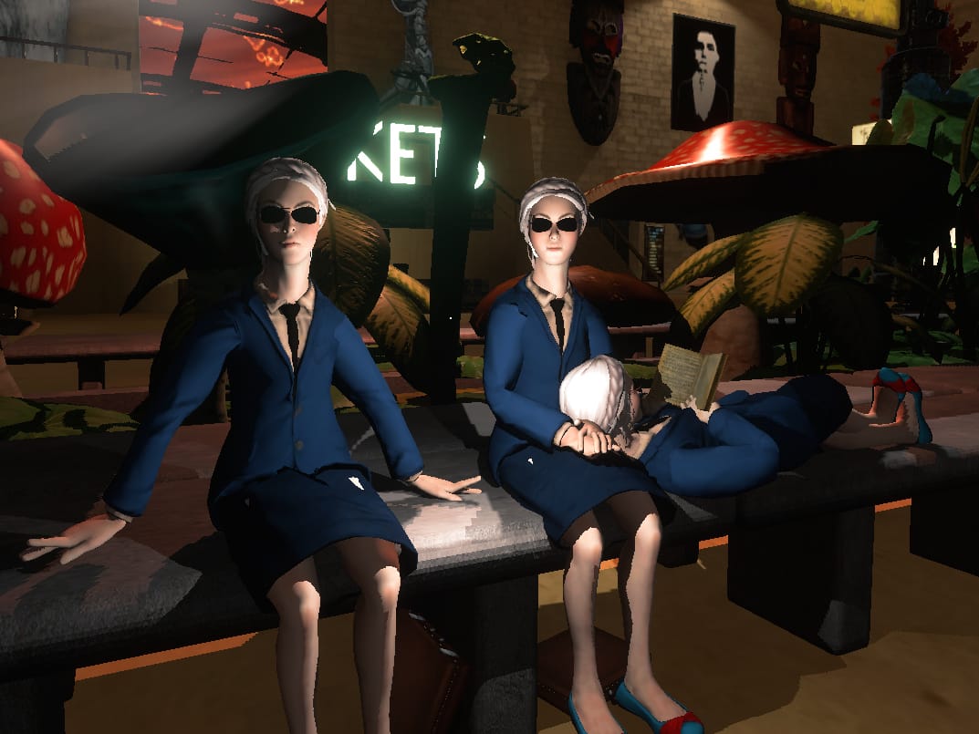 Curious characters in a scene from the game 'Off-Peak' (screenshot courtesy the developer)
