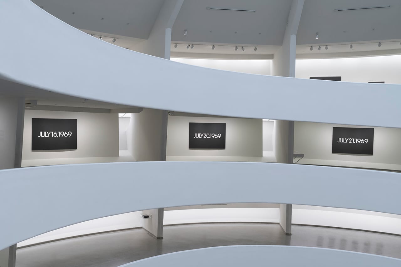 Installation view of 'On Kawara — Silence' at the Solomon R. Guggenheim Museum (photo by David Heald © Solomon R. Guggenheim Foundation)