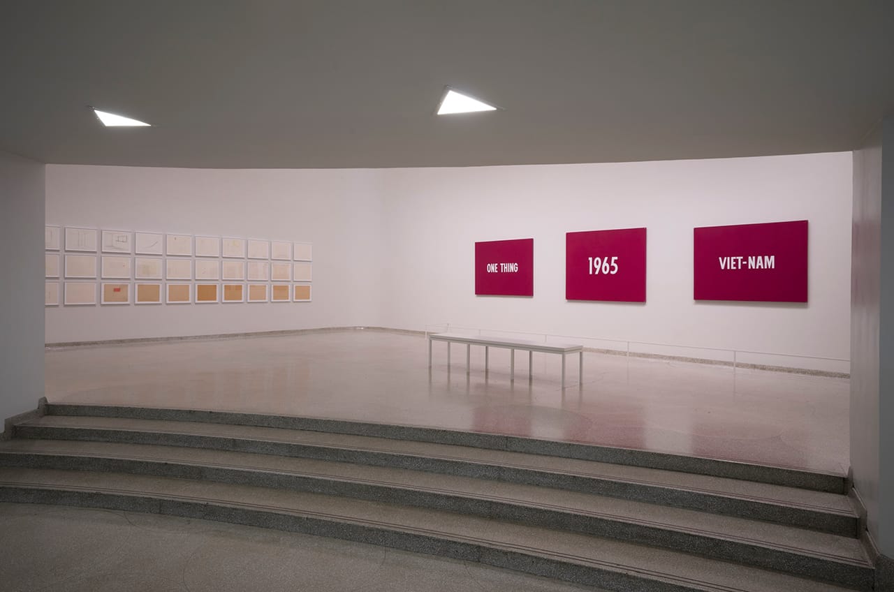 Installation view of 'On Kawara — Silence' at the Solomon R. Guggenheim Museum (photo by David Heald © Solomon R. Guggenheim Foundation)