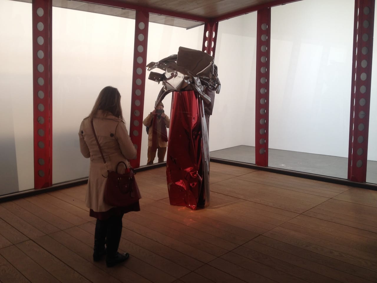 Chamberlain, "ENTIRELYFEARLESS," 2009, housed inside Prouve's "Temporary School of Villejuif," 1956.