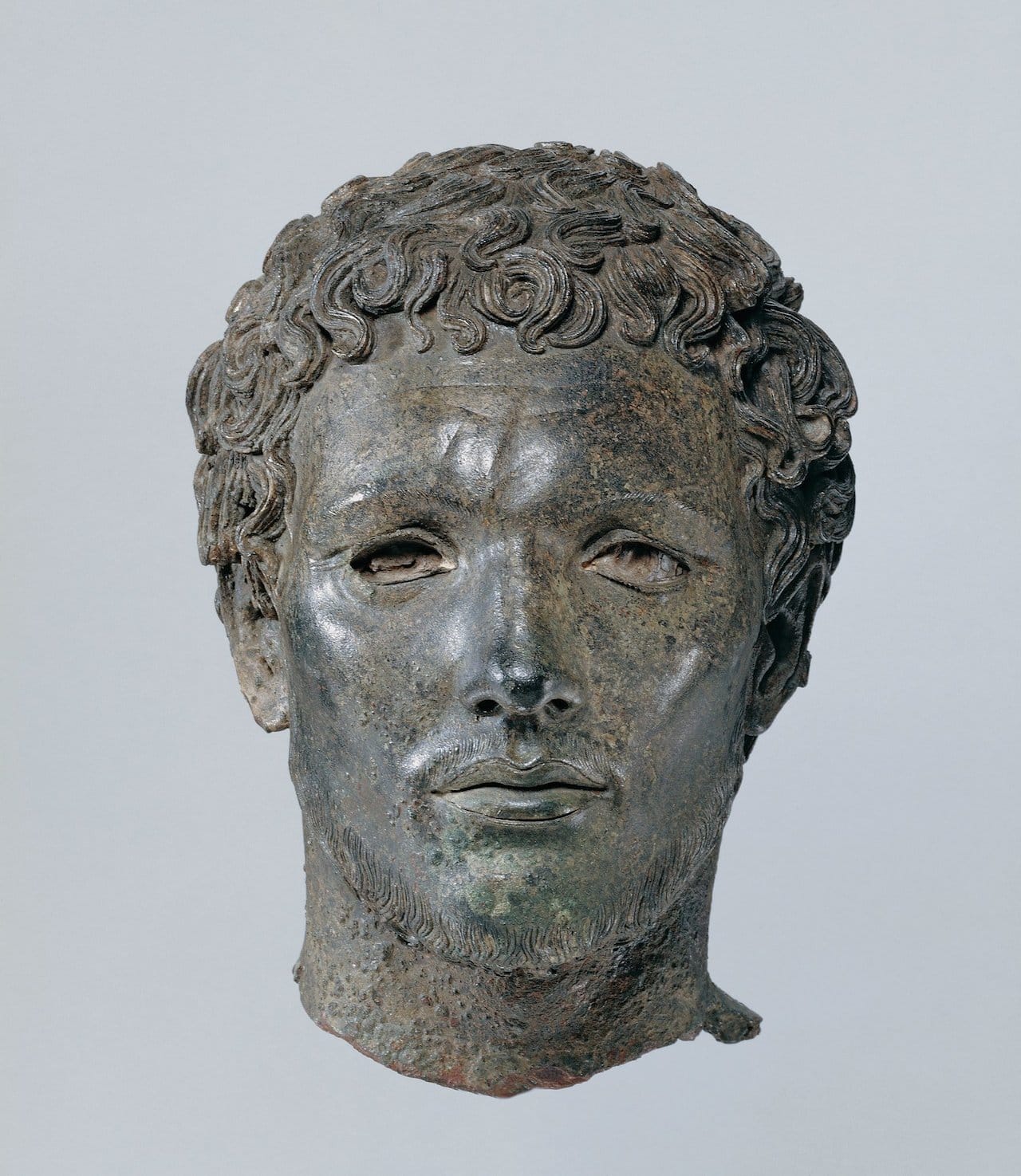 Head (Berber) (300 BCE), Greek bronze & bone (courtesy the Trustees of the British Museum)