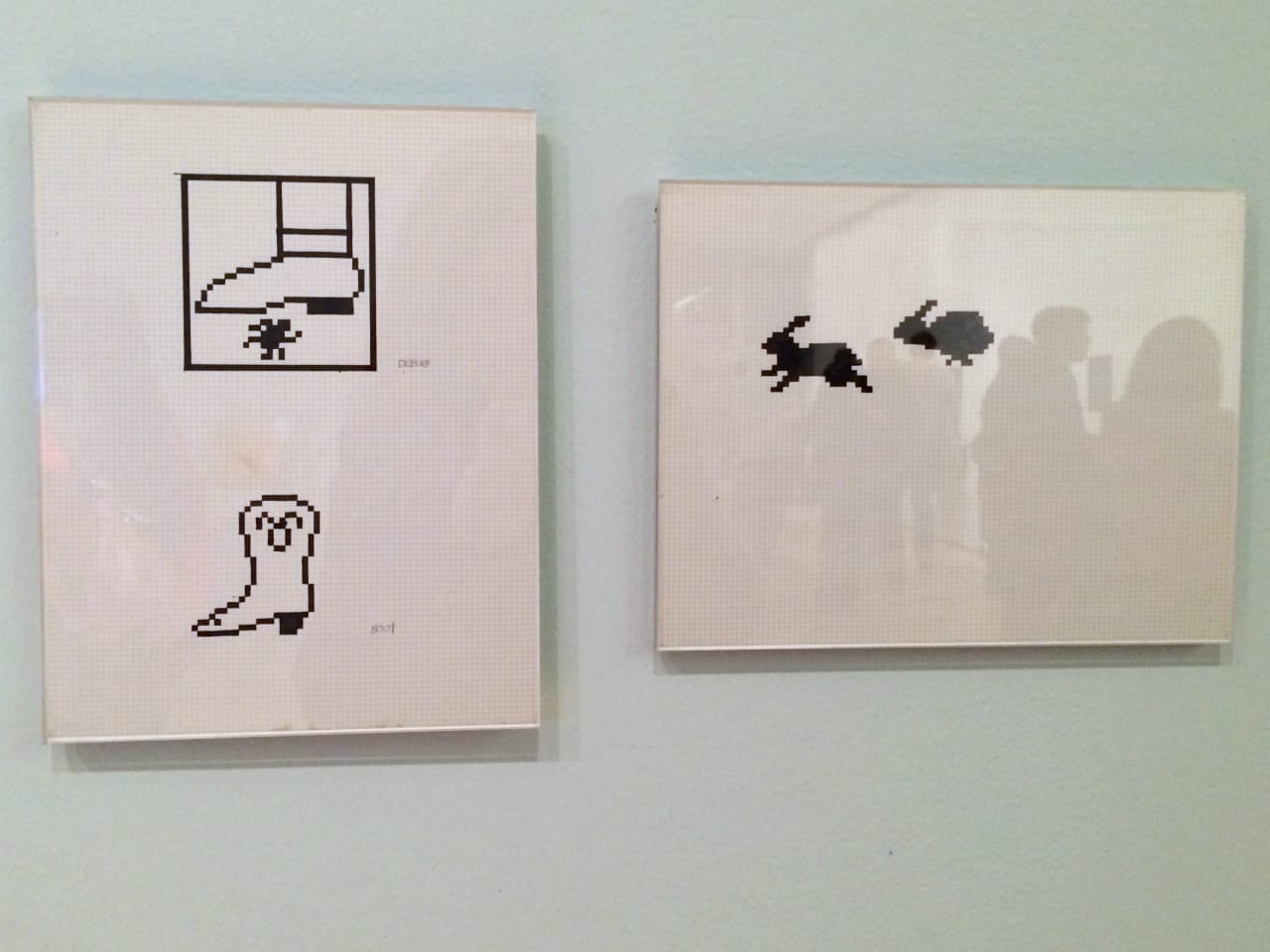 Susan Kare, "Sketches for Graphic User Interface Icon" (1982), ink on graph paper (gift of the designer, 2015, photo by the author for Hyperallergic)
