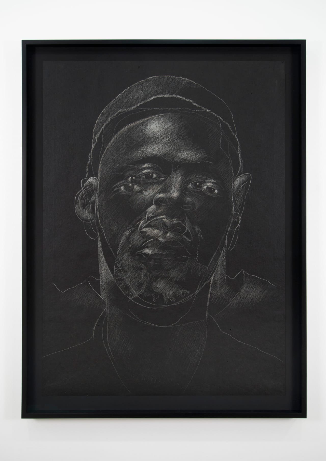 The Jerome Project (Asphalt and Chalk) III, 2014 Chalk on asphalt paper  49 x 35 1/2 inches (drawing)  ©Titus Kaphar.  Courtesy of the artist and Jack Shainman Gallery, New York.
