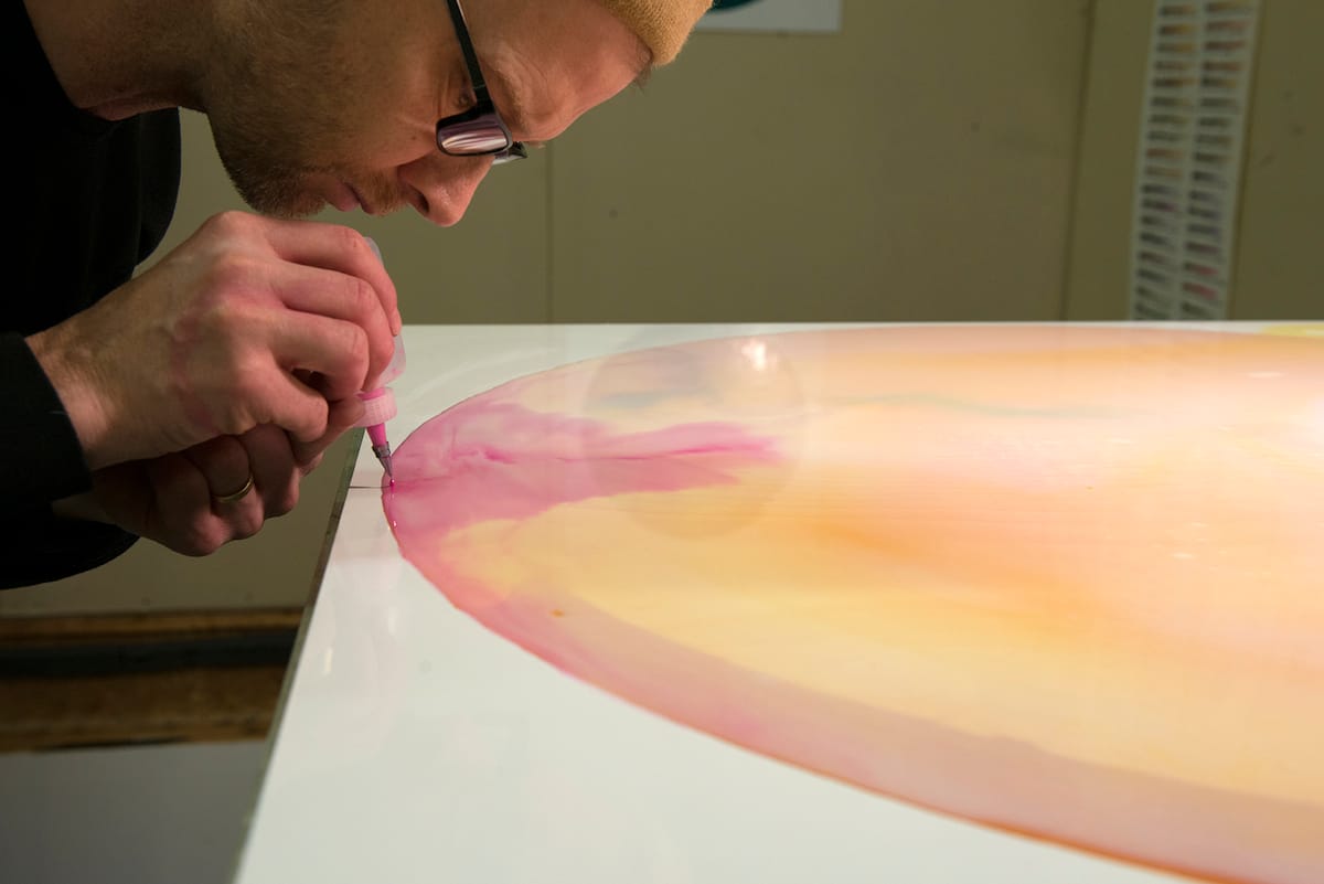 John Sabraw painting with pigments made from toxic river sludge (courtesy John Sabraw)