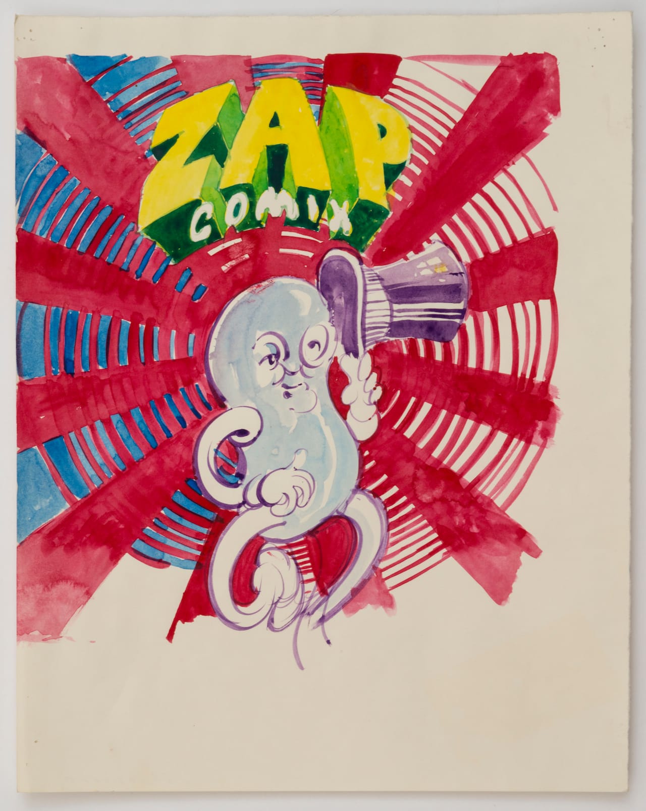 Victor Moscoso_ Color study for cover of Zap Comix no. 4, 1969 Watercolor on paper 14 x 11.25 inches (35.6 x 28.6 cm) Inv #VM7441