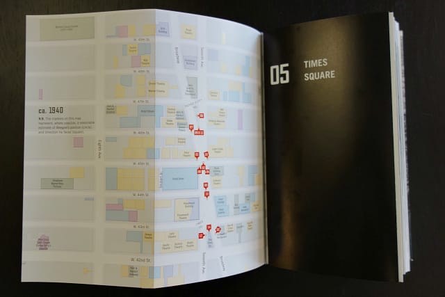 Fold-out map in 'The Weegee Guide to New York' (photograph by the author for Hyperallergic)