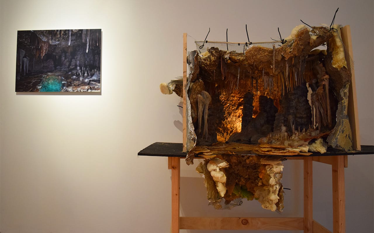 Left: Matthew Albanese, "Dark Zone" (2015); right: Matthew Albanese, "Dark Zone" diorama (2015)