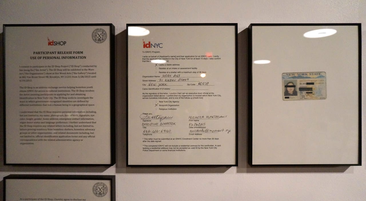 Detail of Sue Jeong Ka's "ID Shop" installation