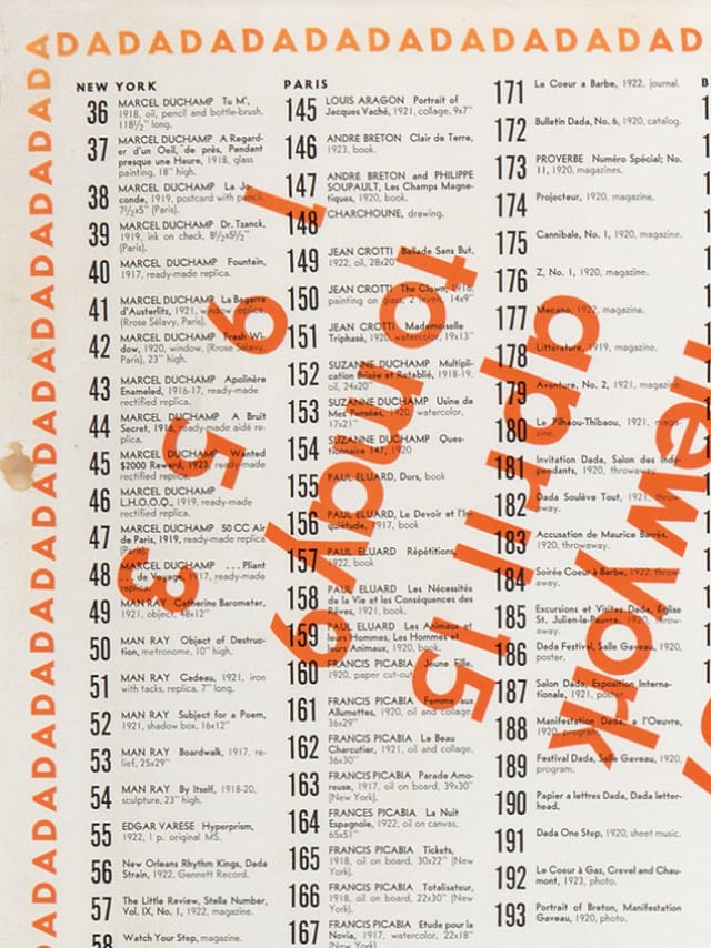 Marcel Duchamp, "Dada 1916-1923 / Sidney Janis" (1953) (detail) (Courtesy of Swann Auction Galleries)