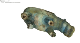 A hippopotamus sculpture from 2000 BCE, in the collection of the Kunsthistorisches Museum Vienna, as seen in Google Cultural Institute. (gif by the author)