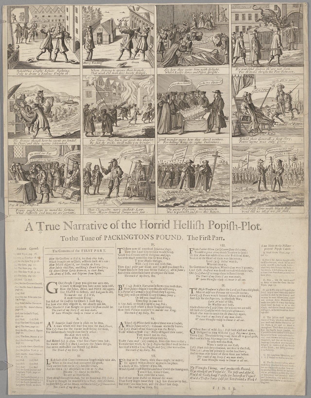 "A True Narrative of the Horrid Hellish Popish-Plot. / To the Tune of Packington's Pound, The First Part" (courtesy Houghton Library) 