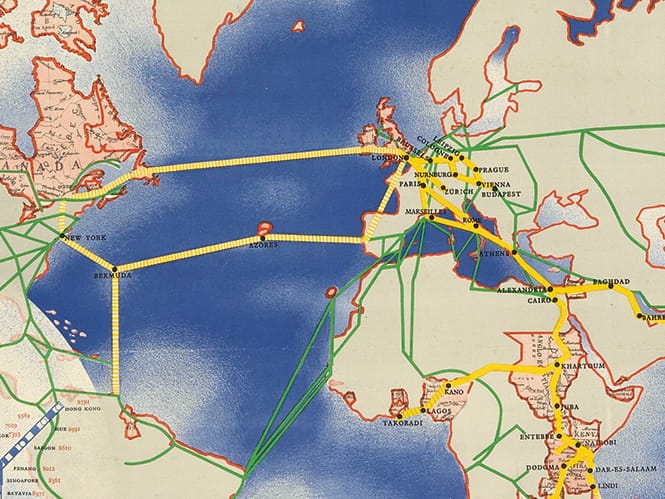 László Moholy-Nagy, "Imperial Airways / Map of Empire & European Air Routes" (1936) (Courtesy of Swann Auction Galleries)