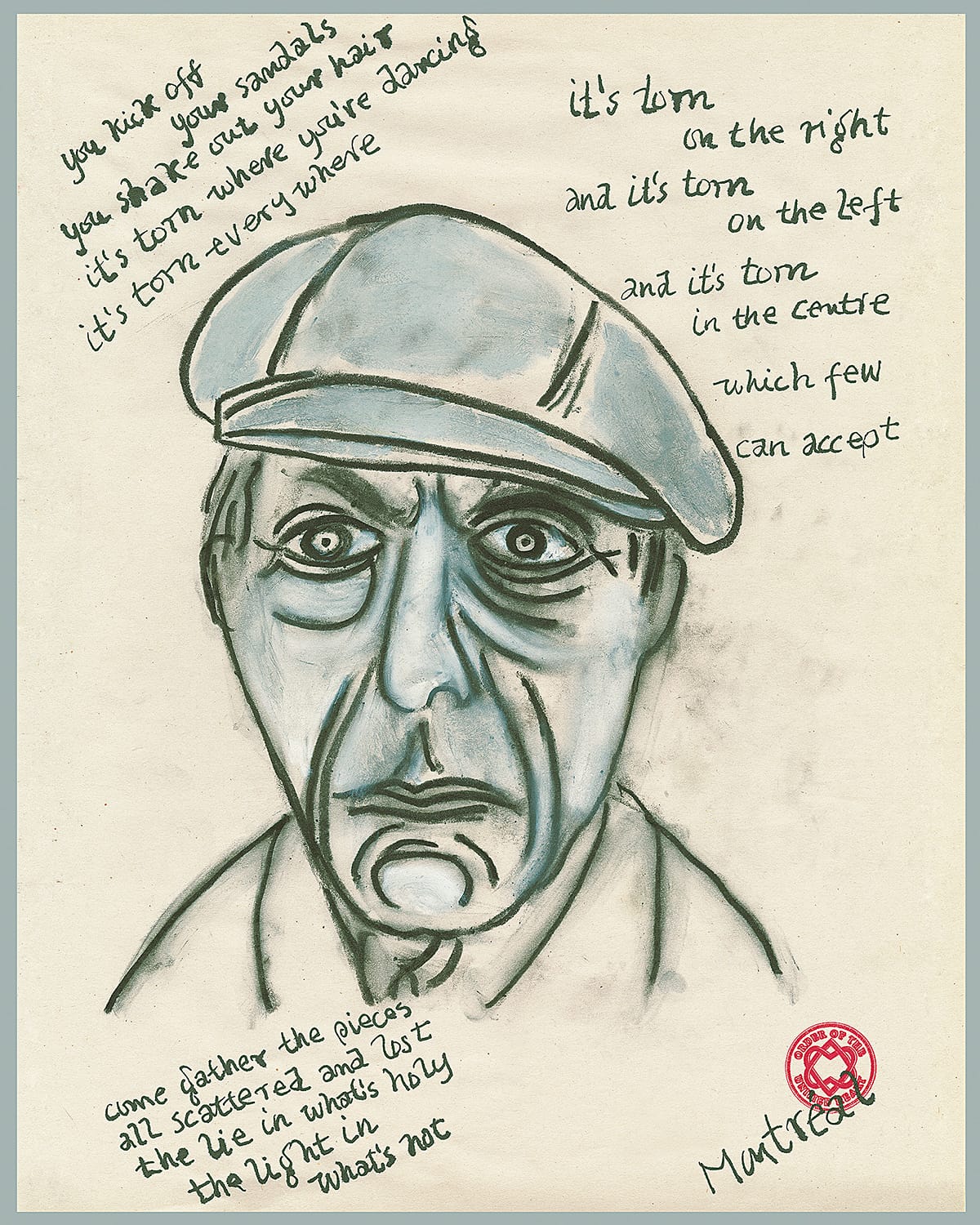 ”Come gather” Permanent pigment ink on archival 300 lb. watercolor paper, 38 x 30.5 cm (edition of 50) (Courtesy of Leonard Cohen)