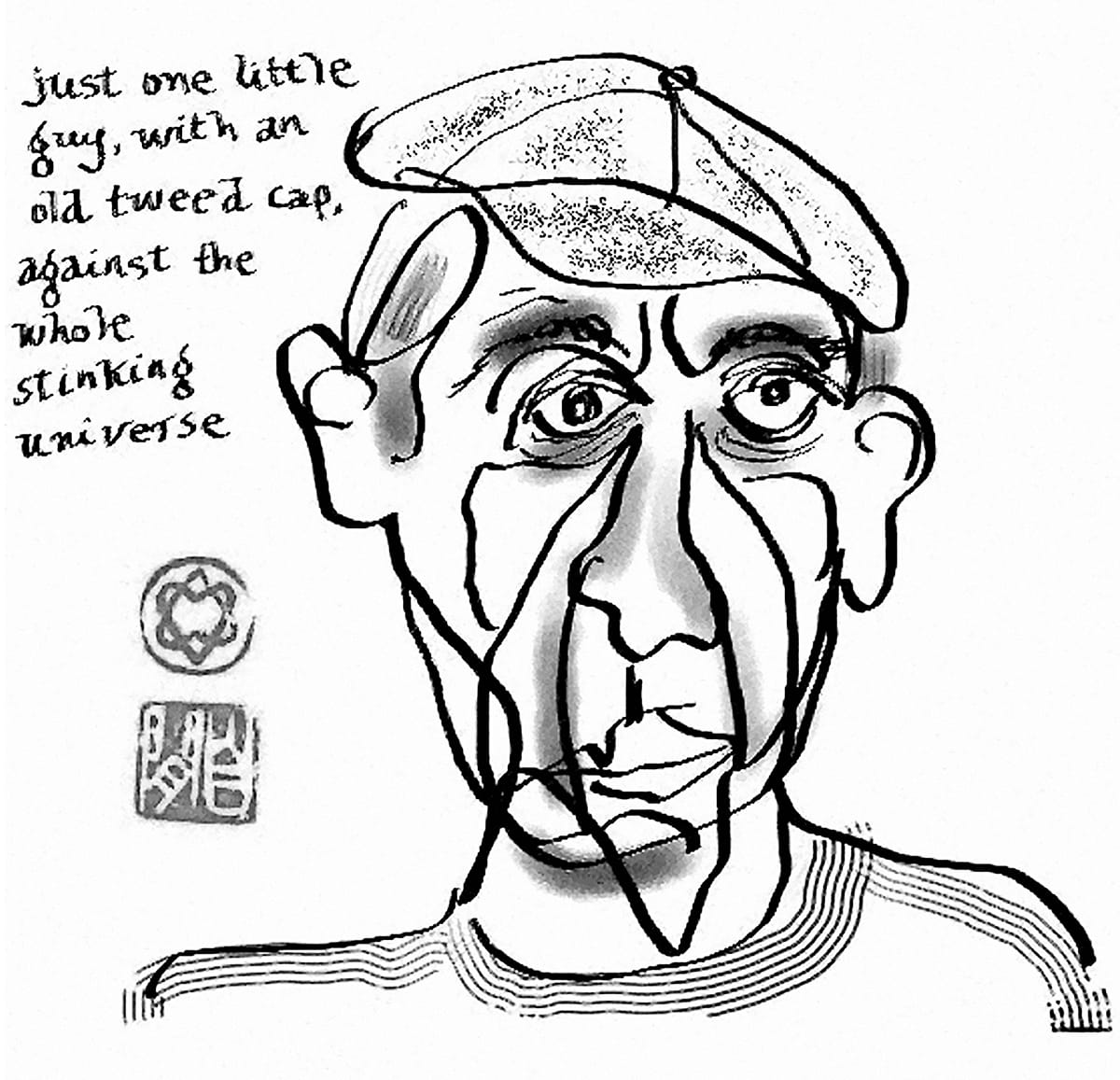 “One little guy” Permanent pigment ink on archival 300 lb. watercolor paper, 38 x 30.5 cm (edition of 100) (Courtesy of Leonard Cohen)