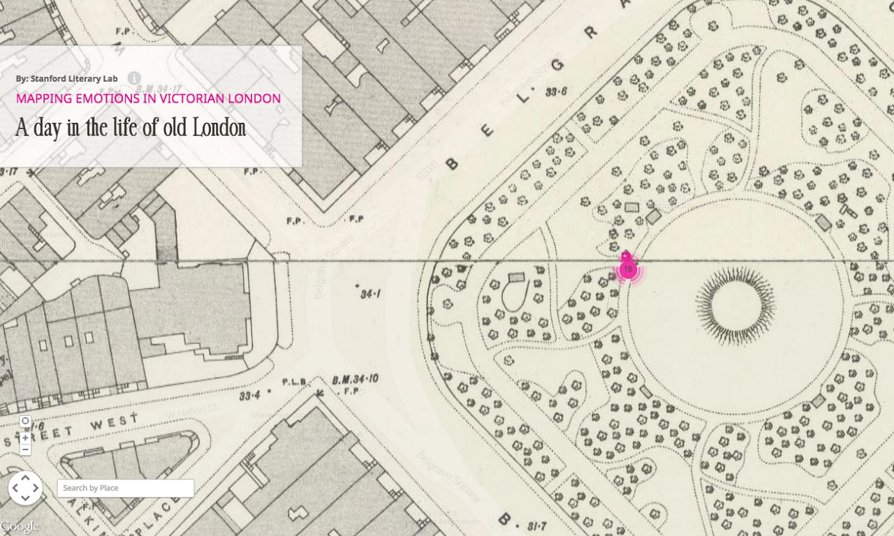 Mapping Emotions in Victorian London from the Stanford Literary Lab  (all screenshots by the author for Hyperallergic)
