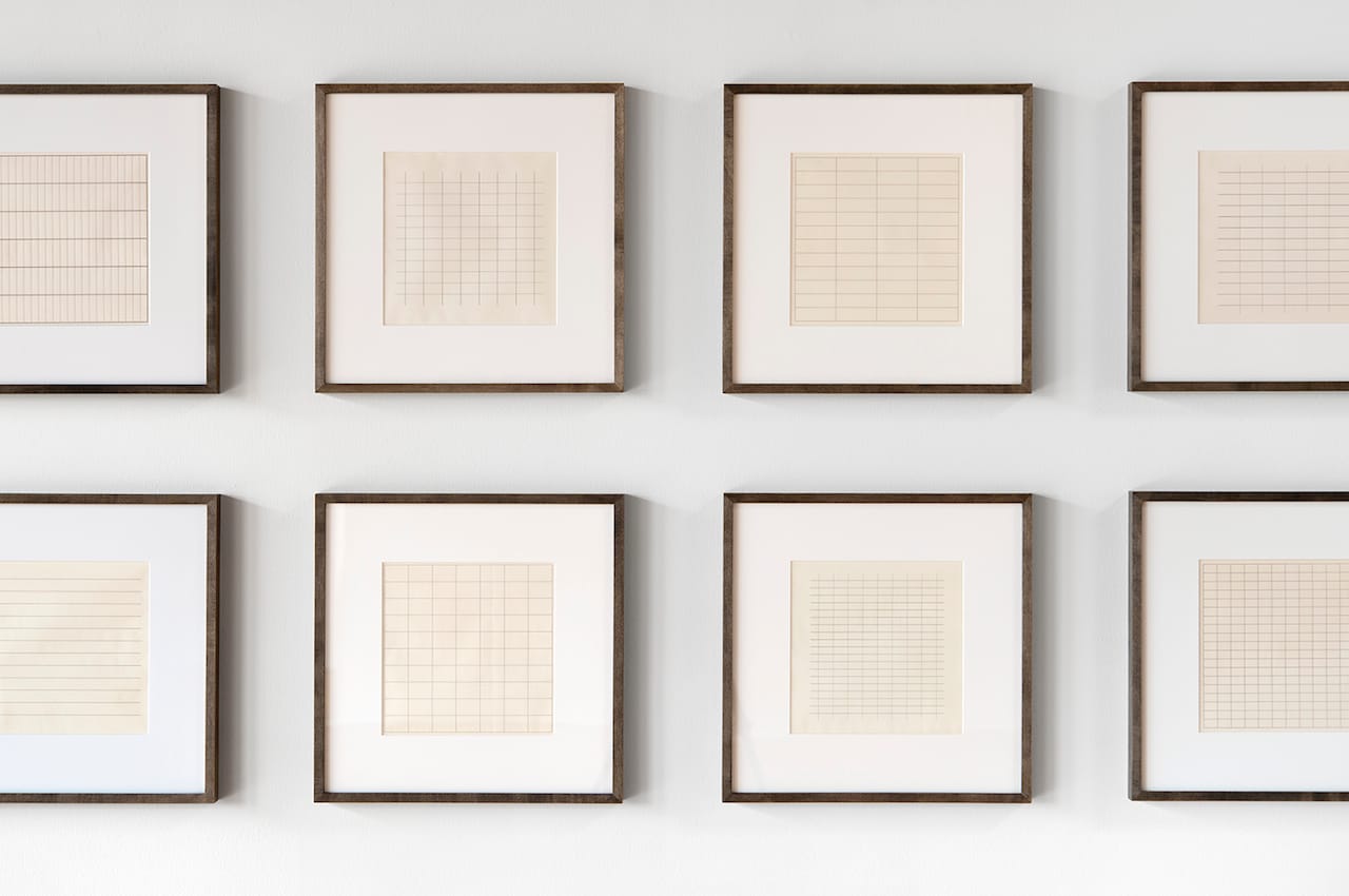 Agnes Martin On a Clear Day, 1973 (detail) 30 screenprints photograph by Evan La Londe