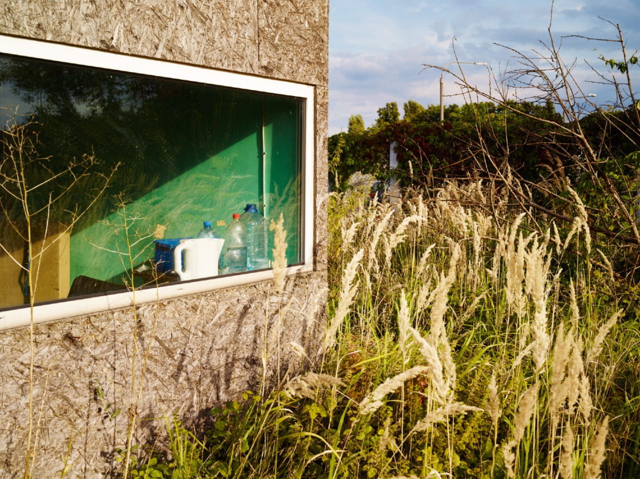 Jegor Zaika, "Poland, Oświęcim" (2014): A parking lot guard booth at former Auschwitz prisoner workshops and production facilities