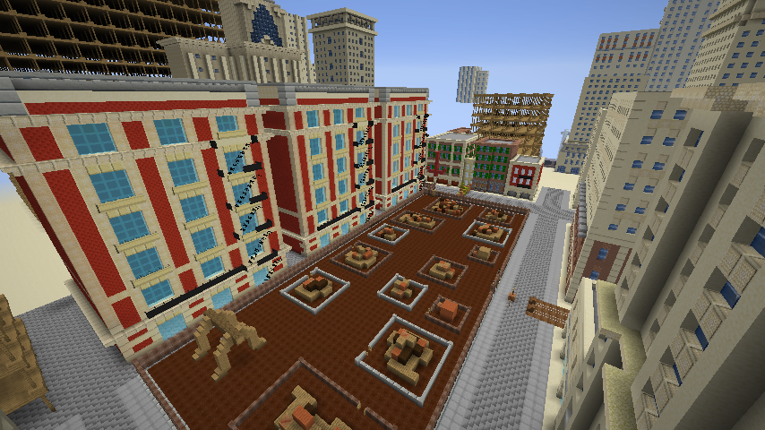 Inside the Minecraft version of Christopher Richard Wynne Nevinson’s "The Soul of the Soulless City (‘New York - an Abstraction’)" (1920)