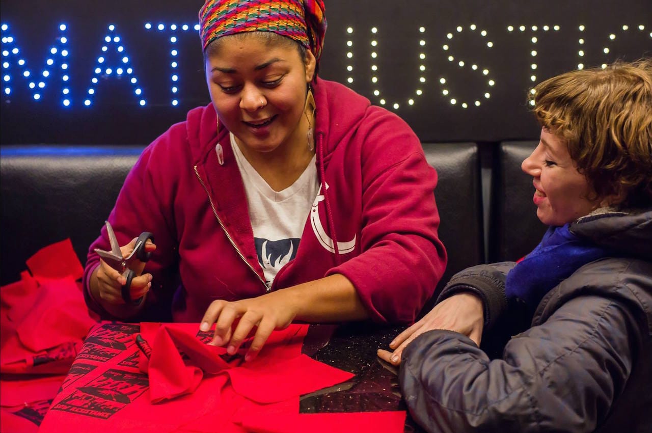 People's Climate Arts members Crystal Clarity and Sarah Quinter (photo by Robert Pluma)