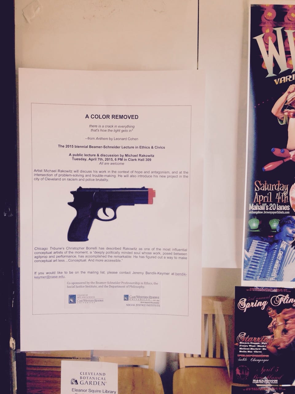 A flyer for Rakowitz's lecture (photo by Jeremy David Bendik-Keymer)