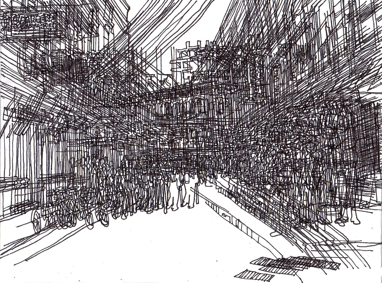 Sheena Rose, still from "Random Town" (2010–11), dand-drawn animation, 1:30 min