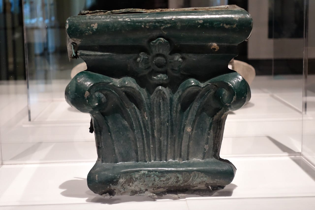 Pressed-metal element from Pier A designed by George Sears Greene Jr. in 1886, designated a landmark in 1977