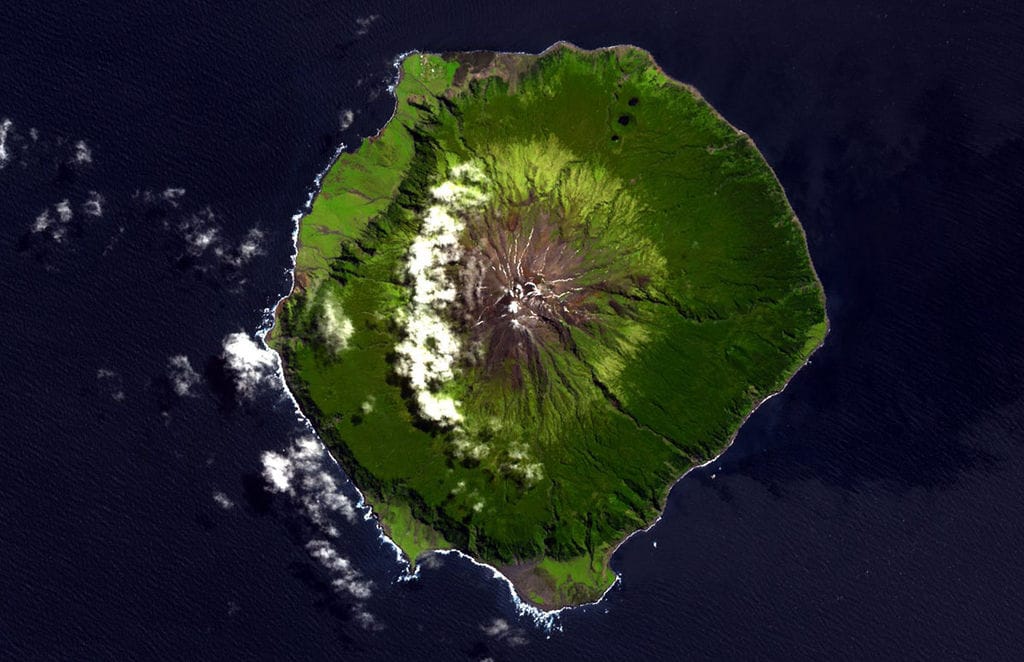 Aerial view of Tristan da Cunha (via NASA)