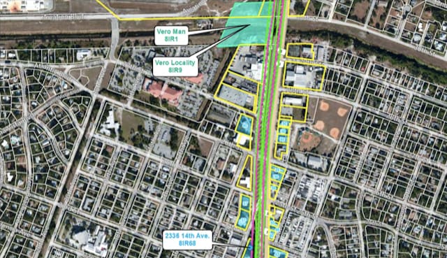 An aerial image from AAF's preliminary environmental impact report depicts the location of Vero Man relative to the rail line (Screen grab via )