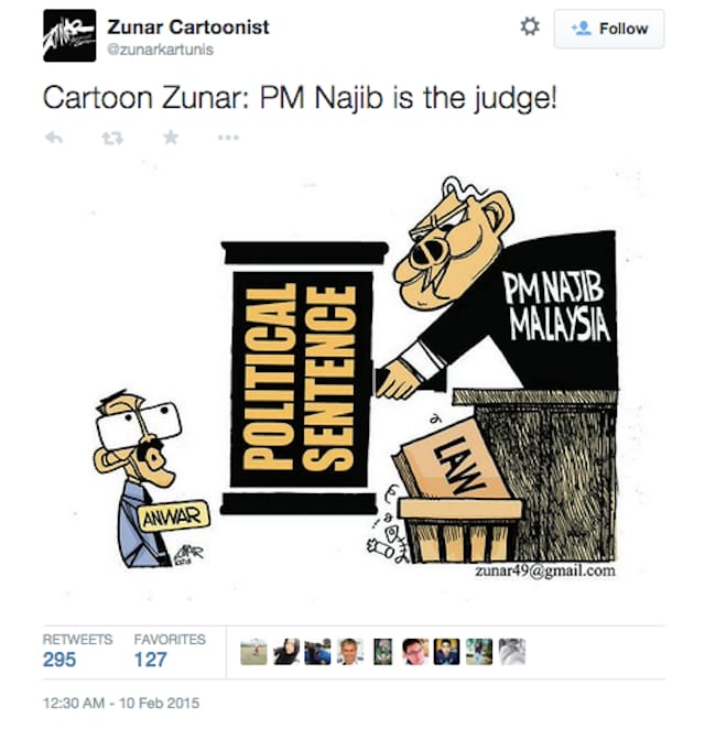The last cartoon Zunar tweeted before his arrest (Image via Twitter)