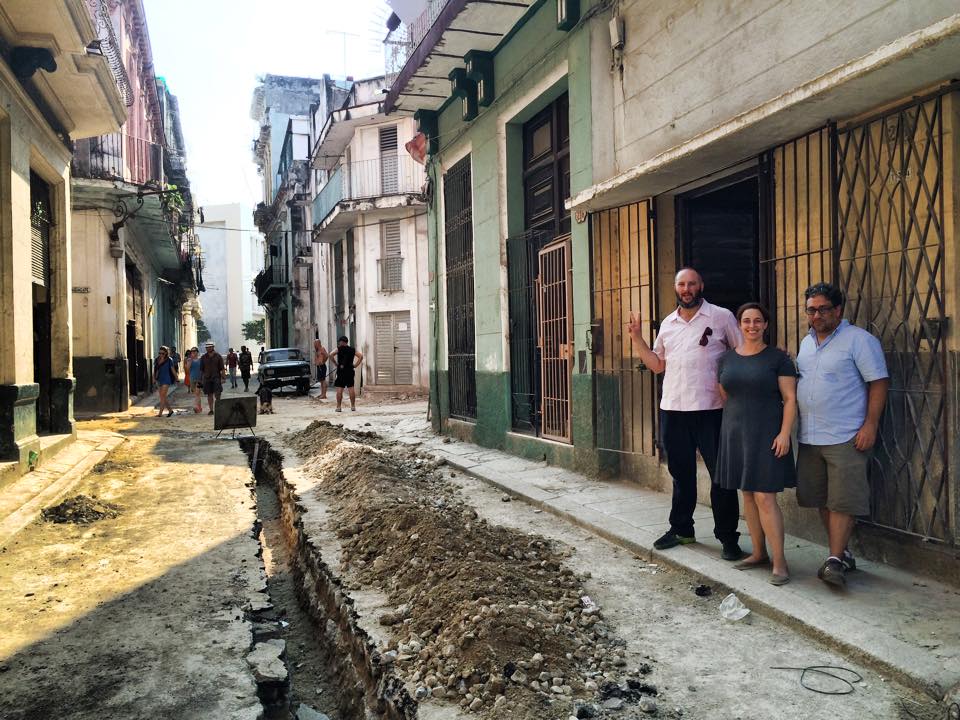 Pablo Leon Dela Barra, Tania Bruguera, and Gean Moreno in Havana (photo courtesy Pablo Leon Dela Barra's Facebook page)