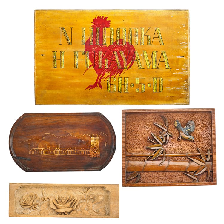Items from Allen Hendershot Eaton's collection of Japanese American internment objects, part of the planned Rago auction (all images courtesy Rago Arts & Auction Center)