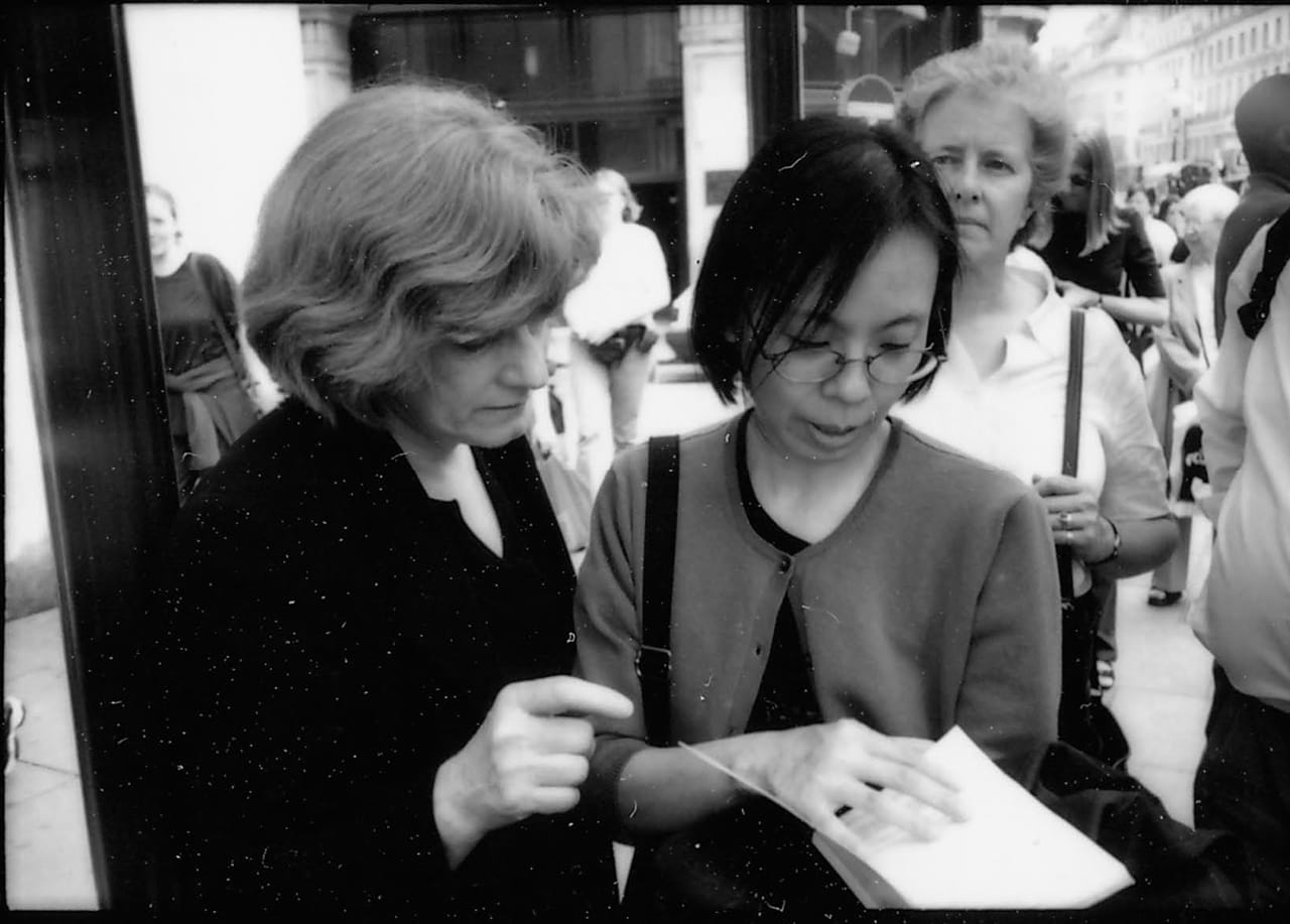 Jane Farver with Reiko Tomii in London, 2000 (photo by Jeff Rothstein) (click to enlarge)