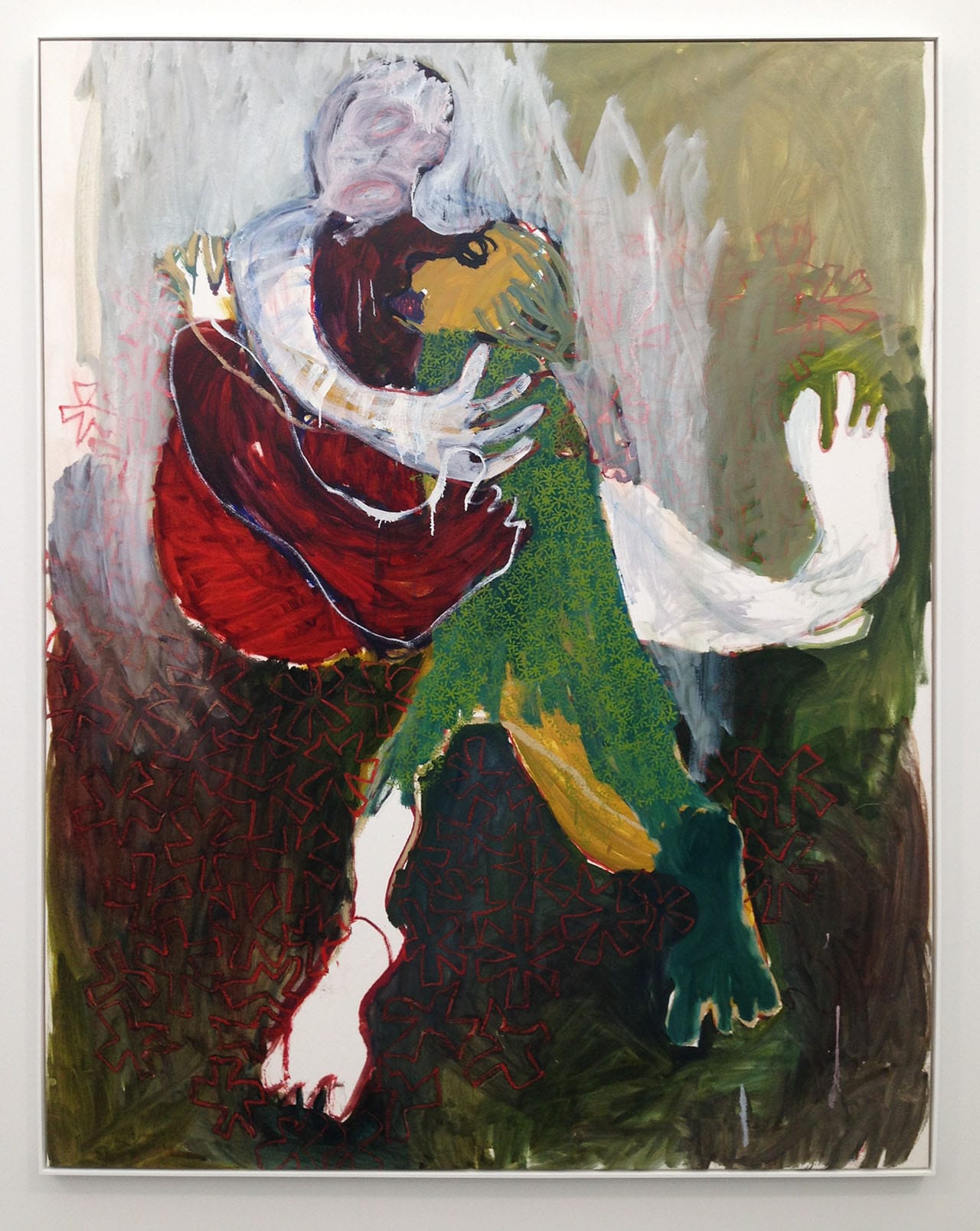 Portia Zvavahera, “I Can Feel It in My Eyes [16]” (2015), oil-based print ink and oil bar on canvas, 209.5 x 163.5 cm at Stevenson