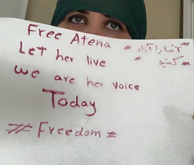 A Facebook post in support of Atena (via Free Atena Farghadanii Facebook page)