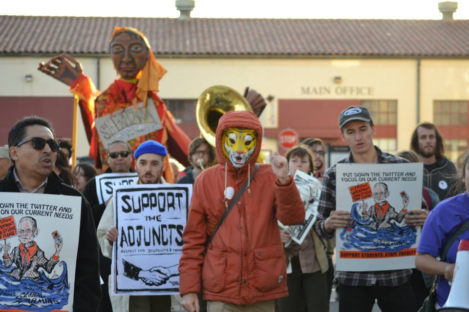 San Francisco Art Institute Adjunct Protest Party on May 13 (photo courtesy Adjunct Action Bay Area, via Facebook)