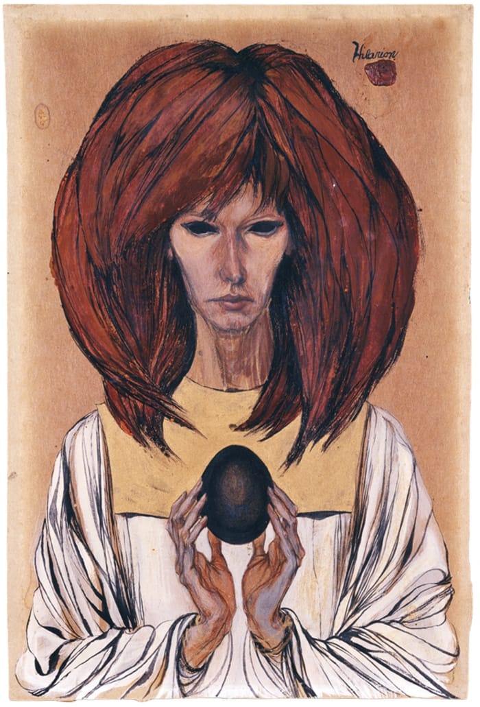 Cameron, "Black Egg" (n.d.), Paint on cardboard, 11 × 8 inches. Courtesy of the Cameron-Parsons Foundation. (via x-traonline.org)