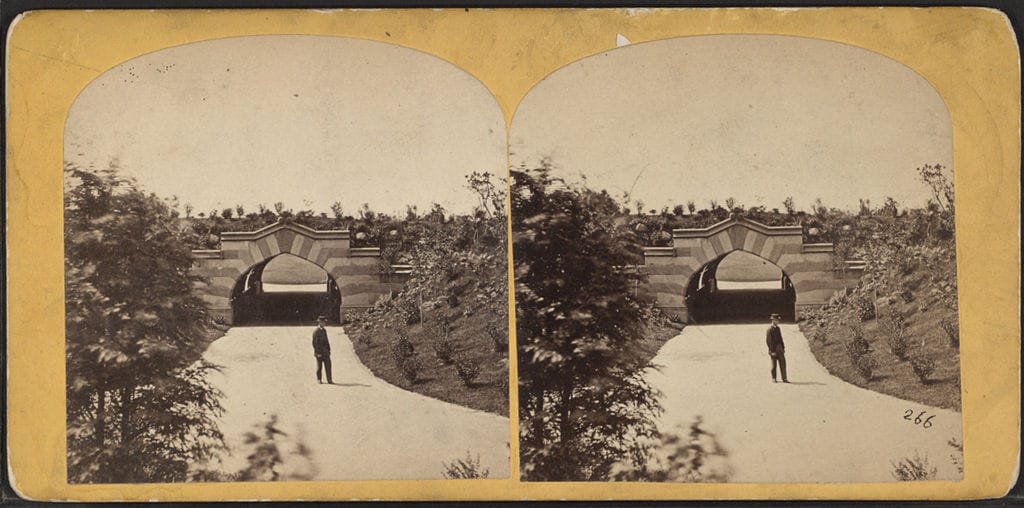 Arch in Central Park (1860-1900) (photo by W. M. Chase, via New York Public Library)