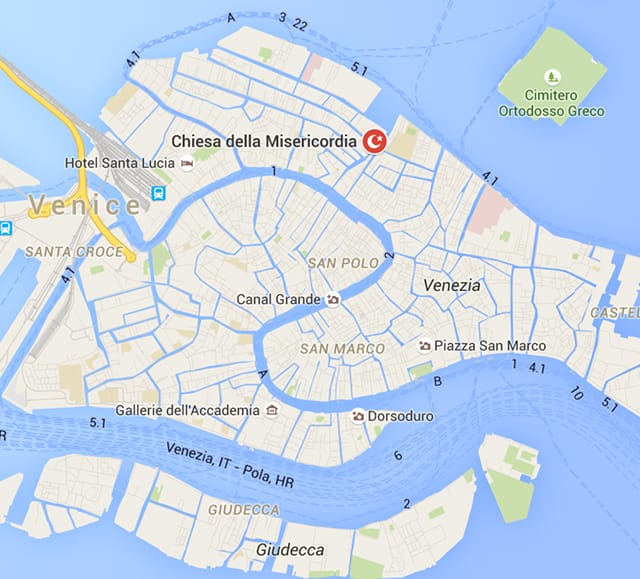 The designation of the Icelandic Pavilion, according to Google Maps when you type "mosque near Venezia, Italia" (via Google Maps)