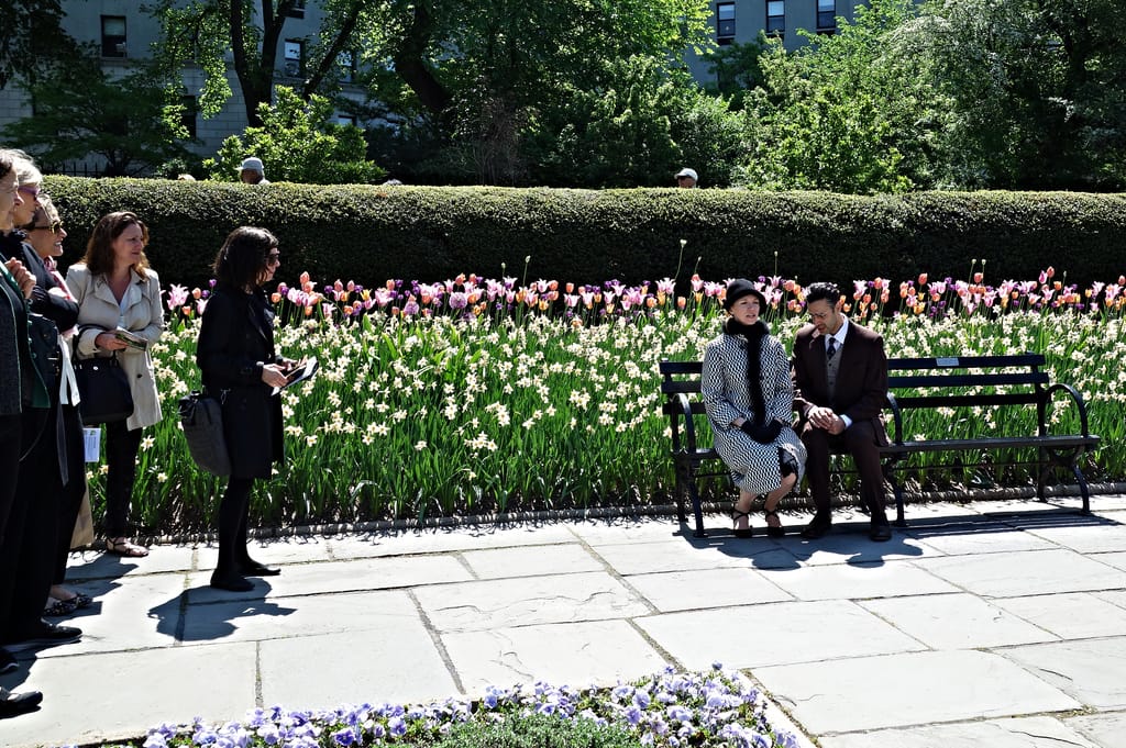 David Levin, "Private Moments," with actors performing a scene from 'Bullets Over Broadway' in the Conservatory Garden