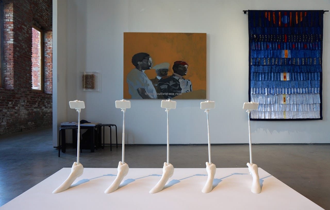 A sculpture by Nidhal Chamekh at Primo Marella Gallery