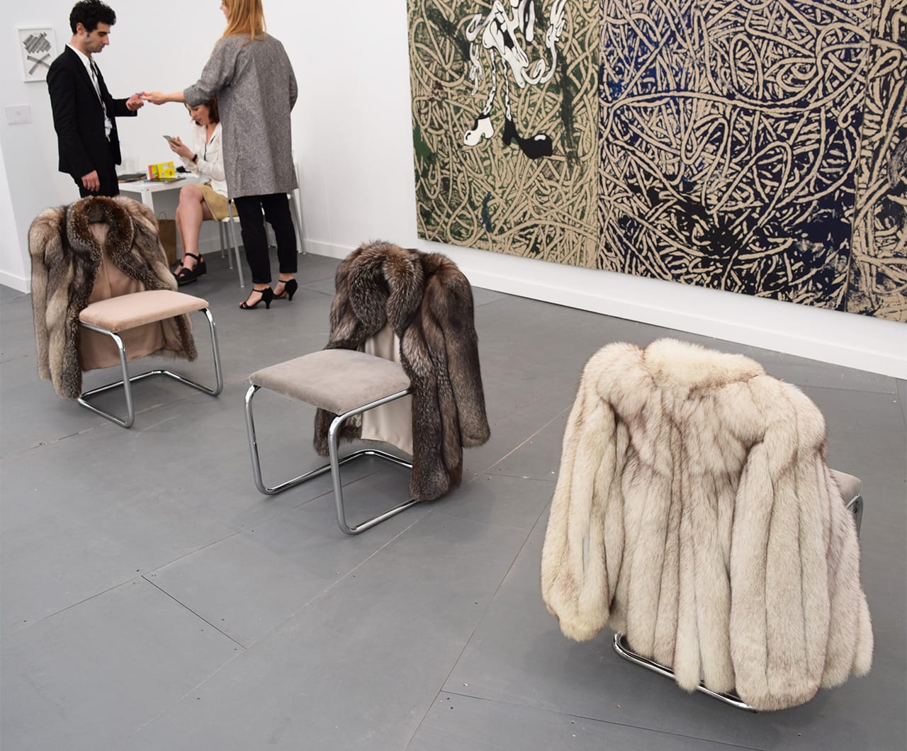 Untitled chair sculptures by Nicole Wermers (all 2015) in the Herald St booth at Frieze New York
