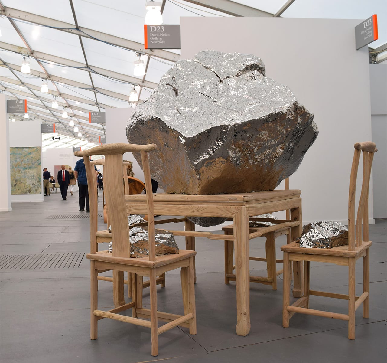 Zhan Wang, "Shanshui Furniture 1" (2015) in the Long March Space booth at Frieze New York