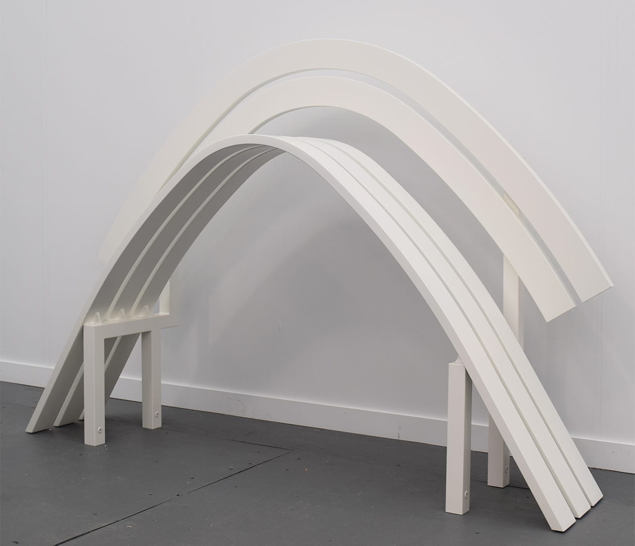 Jeppe Hein, "Modified Social Bench #14" (2011) in the Galleri Nicolai Wallner booth at Frieze New York