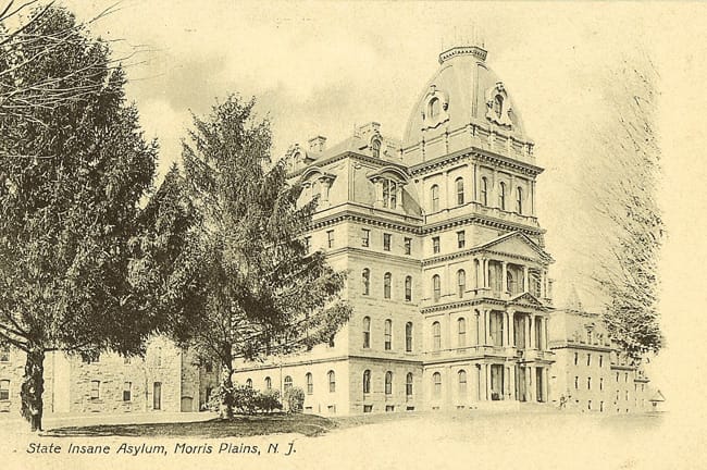 Postcard of the "State Insane Asylum" in Morris Plains, New Jersey (pre-1923) (via Greystone Park Psychiatric Hospital Archives)