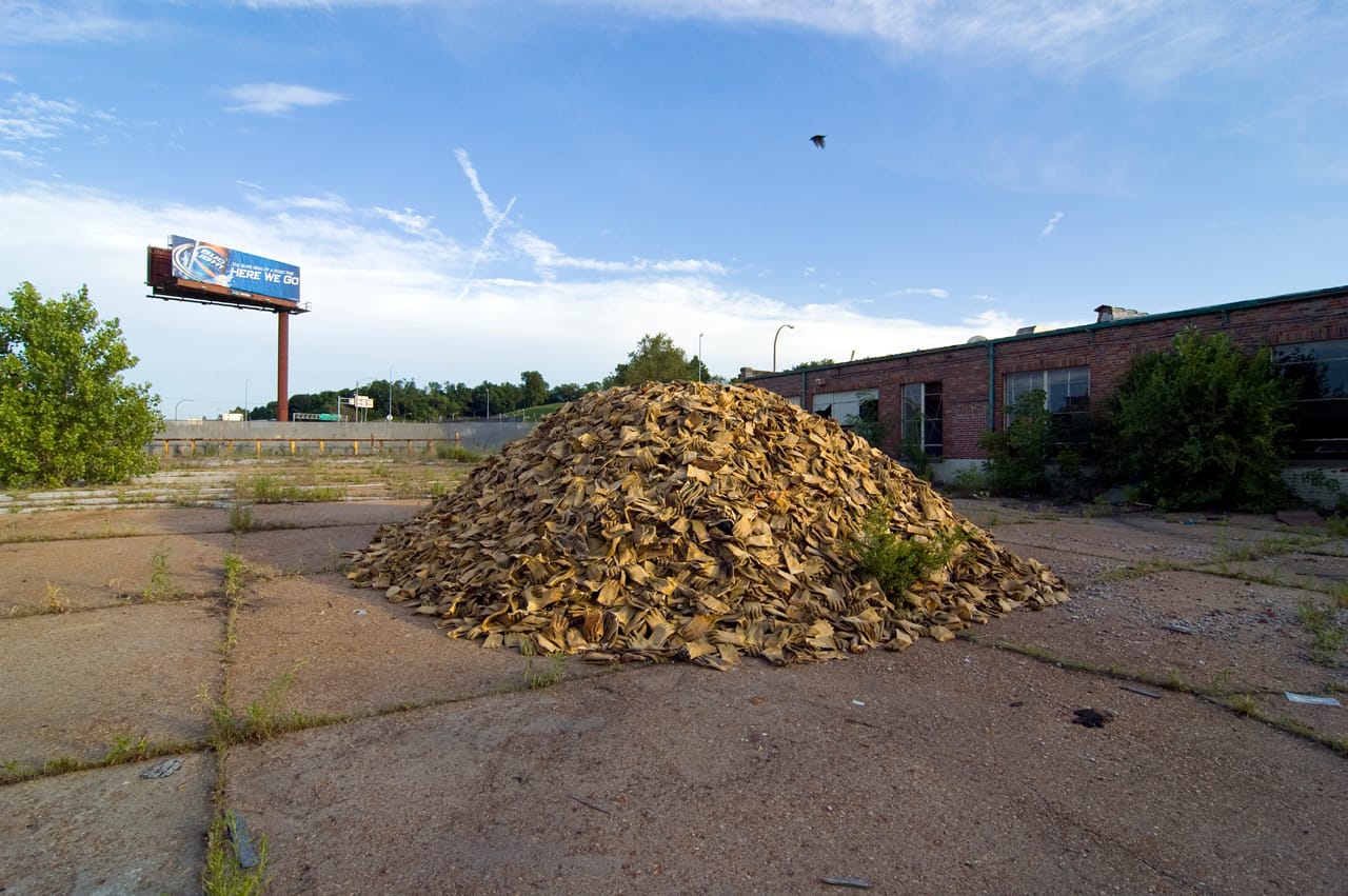 The toxic glove mound built by Hocking at the site of one of St. Louis's former ancient mounds (click to enlarge)