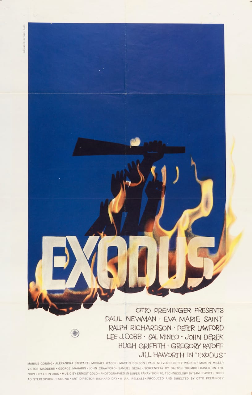 Saul Bass, "Exodus" (1961), offset lithograph, printed by National Screen Service Corporation, 40 15/16 x 26 15/16 in. (Photo by Matt Flynn, courtesy Cooper Hewitt, Smithsonian Design Museum)