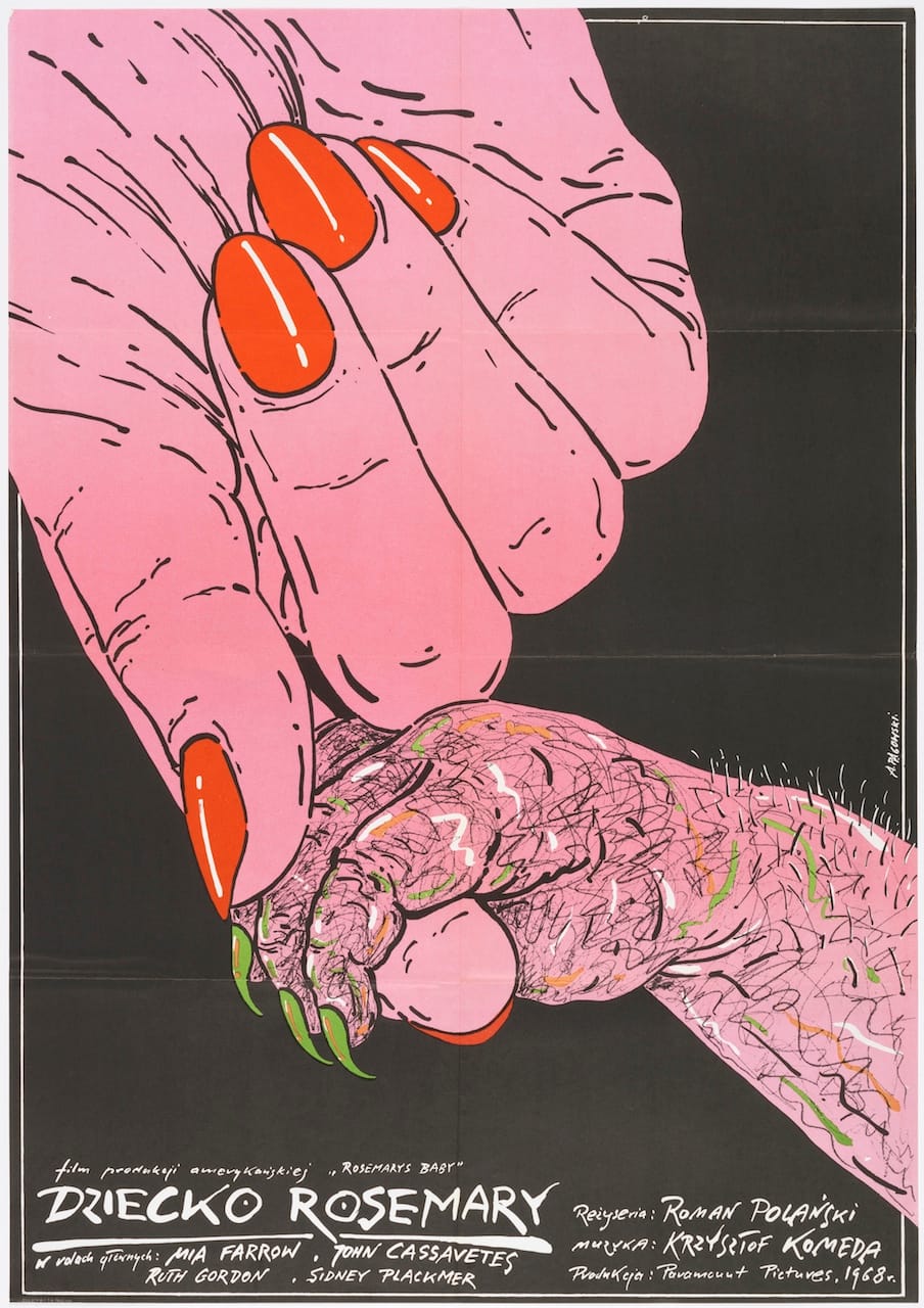 Andrzej Pagowski, "Dziecko Rosemary (Rosemary’s Baby)" (1984), offset lithograph, 37 1/2 × 26 3/8 in. (Photo by Matt Flynn, courtesy Cooper Hewitt, Smithsonian Design Museum)