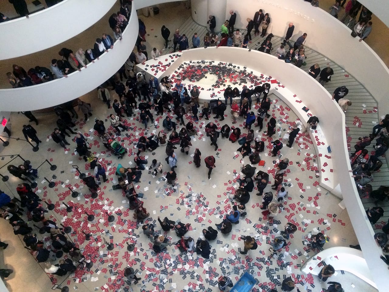 After the parachute was confiscated, protesters still occupied the main level.